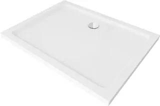 Mexen Flat obdĺžniková vanička slim 100 × 80 cm, biela + sifón, chróm